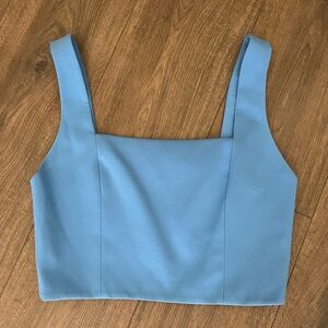 Alice + Olivia Powder Blue Cropped Twill Tank Medium M